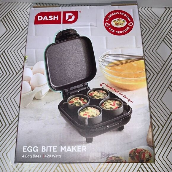 Dash Egg Bite Maker Teal‎ Black 420 Watts Silicone Cups Easy to Clean New in Box - Picture 1 of 6